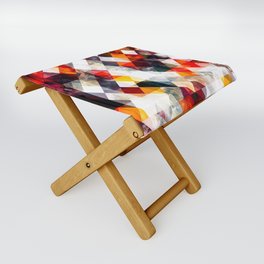 geometric pixel square pattern abstract background in red orange brown Folding Stool