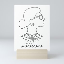 Notorious RBG Ruth Bader Ginsburg Profile Line Drawing Mini Art Print