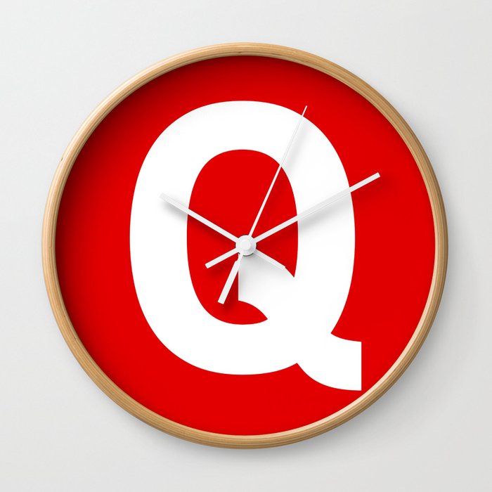 Letter Q (White & Red) Wall Clock