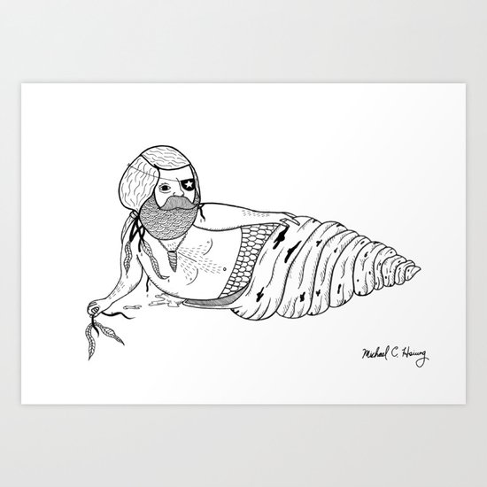 On the the various sensual mating rituals used by mermen. Art Print