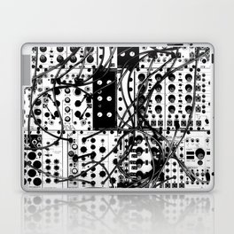analog synthesizer system - modular black and white Laptop Skin