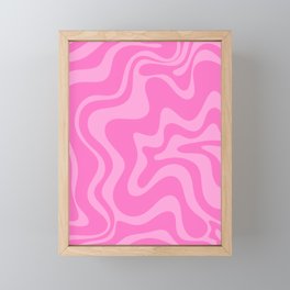Retro Liquid Swirl Abstract Pattern in Double Y2K Pink Framed Mini Art Print