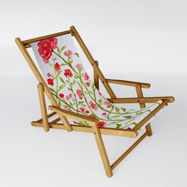 botanical flowers in coral Sling Chair