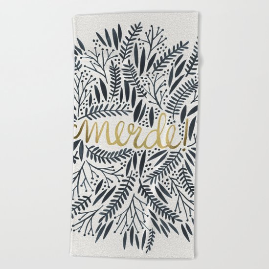 Pardon My French – Black & Gold Beach Towel