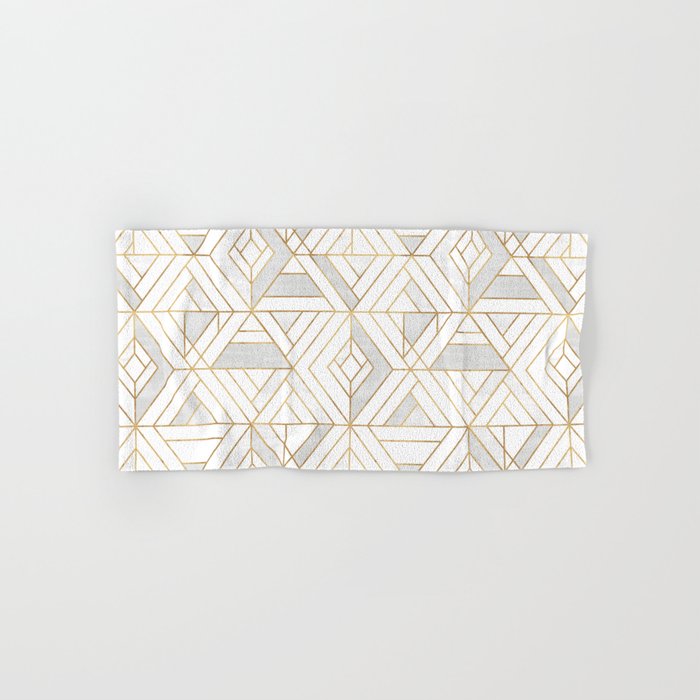 Nola Mod Mosaic - White gray gold Hand & Bath Towel