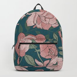 Victorian Peony Blue Background Backpack | Vintagefloral, Foliage, Drawing, Digital, Peony, Cottagecore, Claudiasdesign, Victorianpeony, Grandmillennial, Floral 