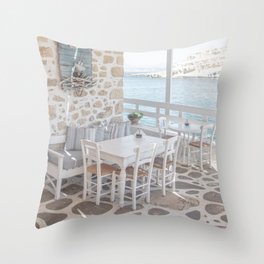 Summer In Greece Photo | Sea View Interior Design Crete Island Art Print | Europe Travel Photography Throw Pillow