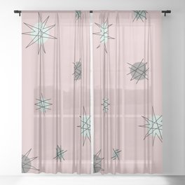 Atomic Age Starburst Planets Strawberry Vanilla Chocolate Sheer Curtain