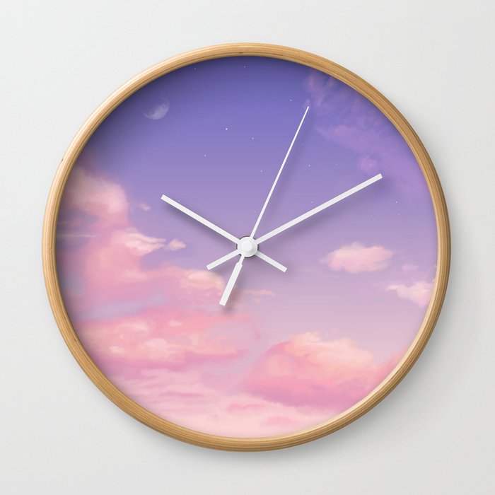 Sky Purple Aesthetic Lofi Wall Clock