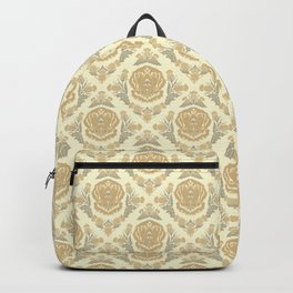 Golden Retriever with Thistle Damask Pattern Backpack | Retriever, Animal, Golden, Scottish, Happydog, Scotland, Cream, Gray, Doghead, Digital 