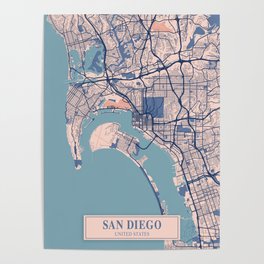 San Diego - United States Breezy City Map Poster | Photo, Mapprintforwall, Mapsposter, Mapprintpaper, Mapprintscustom, Mapprintcity, Mapwallart, Mapprintart, Mapprintdesign, Citywallart 