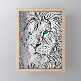 Silver Lion Framed Mini Art Print