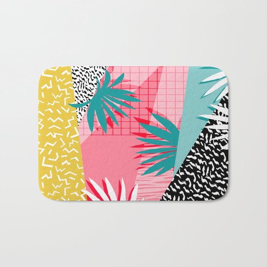 Bingo - throwback retro memphis neon tropical socal desert festival trendy hipster pattern pop art Bath Mat
