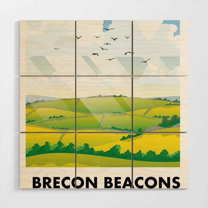 Brecon beacons wales travel poster Wood Wall Art