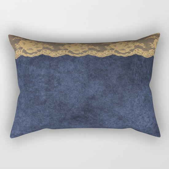 Blue Lace Velvet 02 Rectangular Pillow