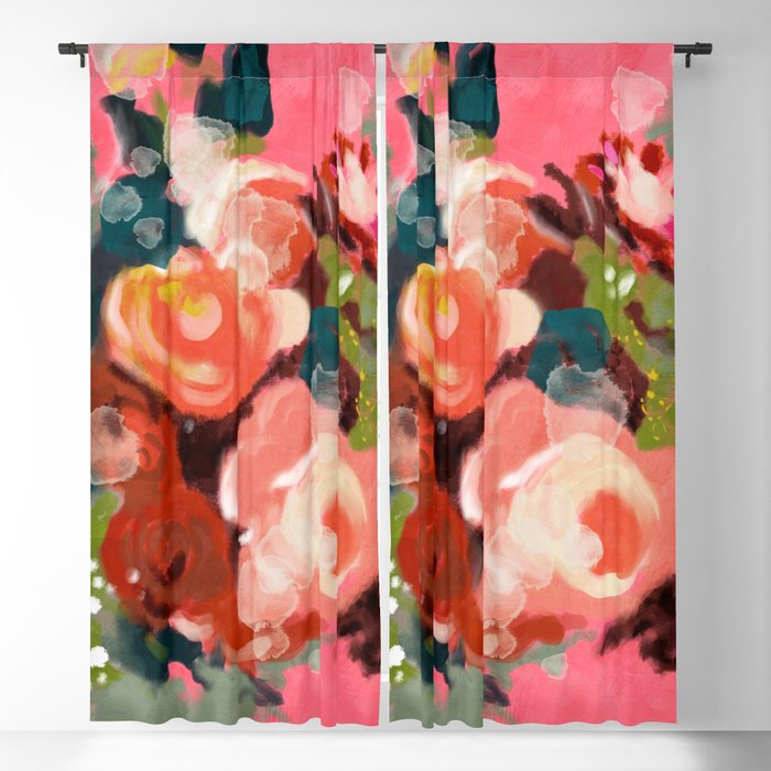 bloom it, abstract art Blackout Curtain