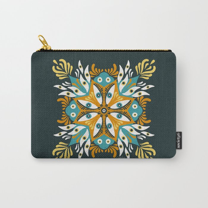 Trippy Mandala – Teal Carry-All Pouch