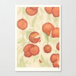 Orange Hanging Fruit Watercolor Canvas Print