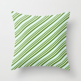 [ Thumbnail: Green and Light Cyan Colored Lined Pattern Throw Pillow ]
