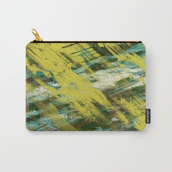 Hidden Meaning - Abstract, oil painting in yellow, green, blue, white and brown Carry-All Pouch