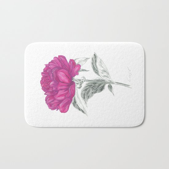 Peony 01 Botanical Flower *Pink, Magenta Bath Mat