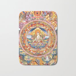 White Tara Mandala Buddhist Thangka Bath Mat | Tarathangka, Krishna, Whitetara, Transcendent, Hindu, Diwali, Mandala, Buddhistwhitetara, Whitetarathangka, Dharma 