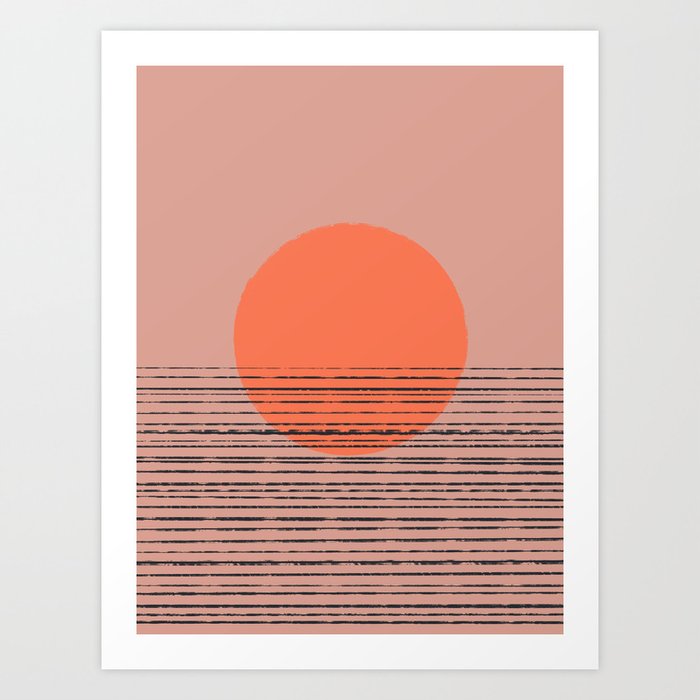 Abstract pattern 7o j landscape sunset orange Art Print