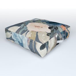 Loose Watercolor Bouquet on Blue Outdoor Floor Cushion