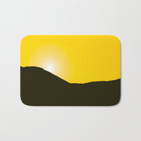 Mountain silhuette - sunrise sky - black rockymountain on yellow background - #Society6 #buyart Bath Mat