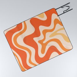 Tangerine Liquid Swirl Retro Abstract Pattern Picnic Blanket