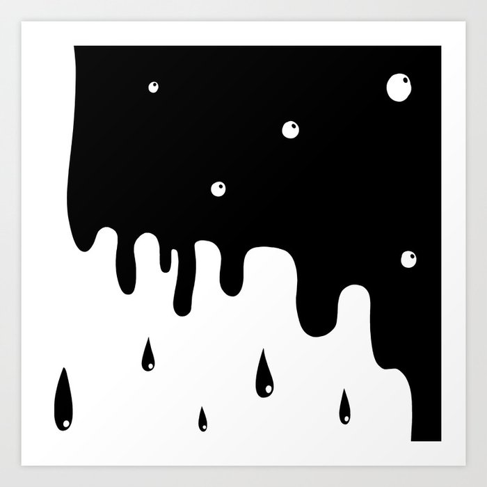 Black White Liquid Art Print