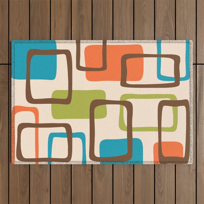 Mid Century Modern Abstract Squares Pattern 454 Outdoor Rug