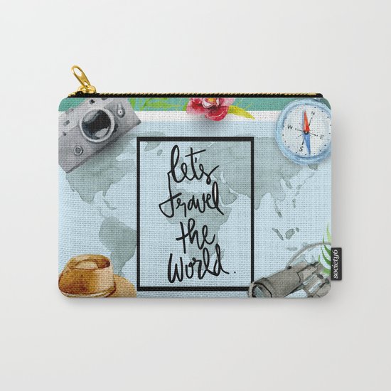 Lets Travel The World Quote Carry-All Pouch