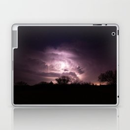 Inner Glow - Lightning Illuminates Storm Cloud as Stars Twinkle Above at Night in Oklahoma Laptop Skin