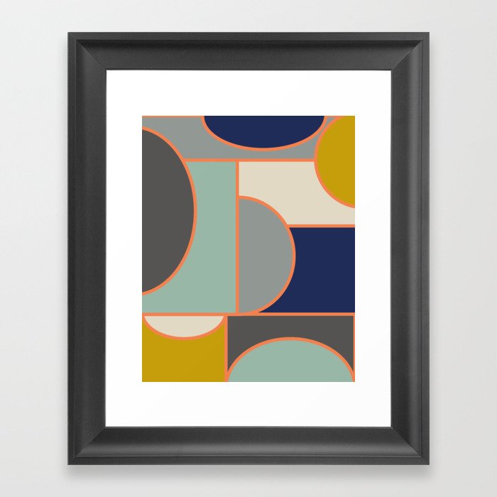 Colorful Geometric Cubism Design Framed Art Print