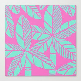 Tropical Palm Tree Composition Mint Green and Pink Canvas Print