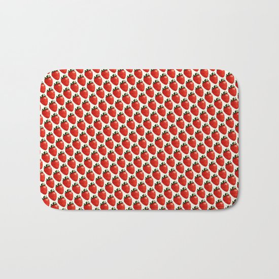 Strawberry Pattern - White Bath Mat