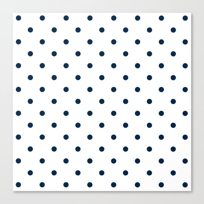 Navy Blue & White Polka Dots Canvas Print