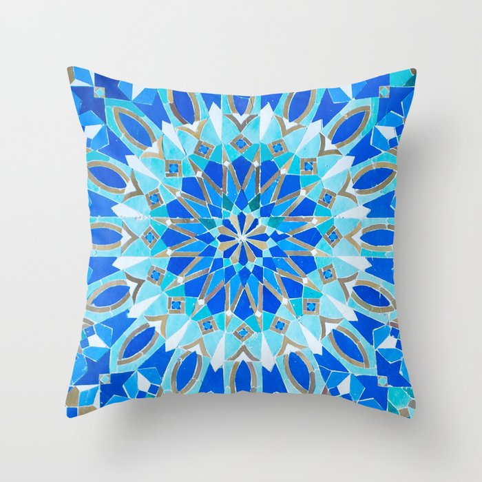 Moroccan Tile - Zellige II Cobalt Throw Pillow