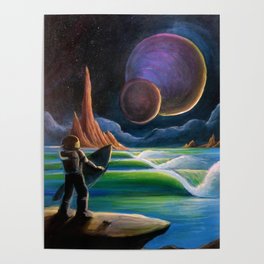 Cosmic Surf Scene Poster