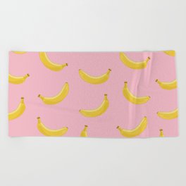 Banana in pink Beach Towel