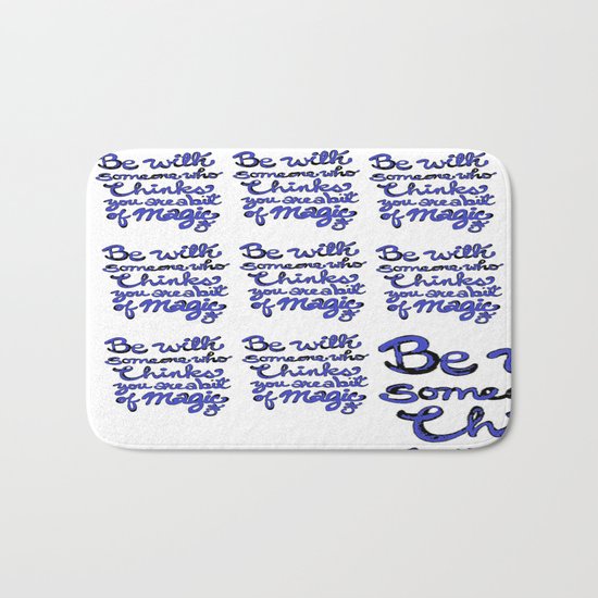 Be With Someone Blue Bath Mat