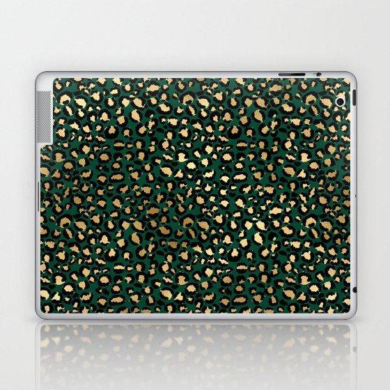 Green Gold Leopard Pattern Laptop & iPad Skin