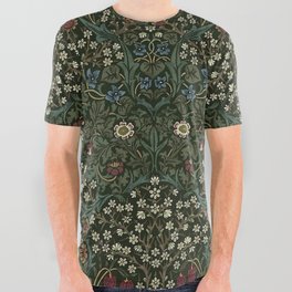 William Morris Vintage Blackthorn Green 1892 All Over Graphic Tee