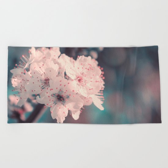 Delicate Strength (Spring White Cherry Blossom) Beach Towel
