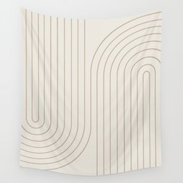 Minimal Line Curvature V Natural Neutral Mid Century Modern Arch Abstract Wall Tapestry