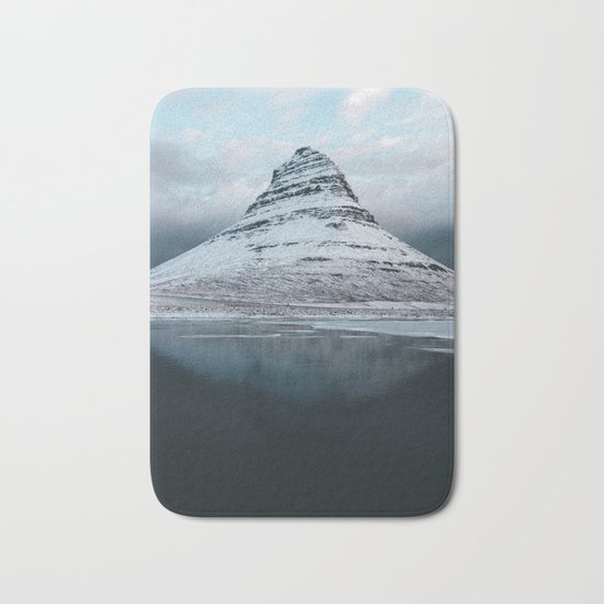Iceland Mountain Reflection - Landscape Photography Bath Mat