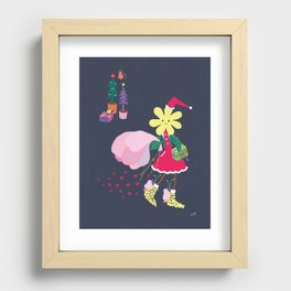 Retro Flower Santa - Merry Christmas Recessed Framed Print