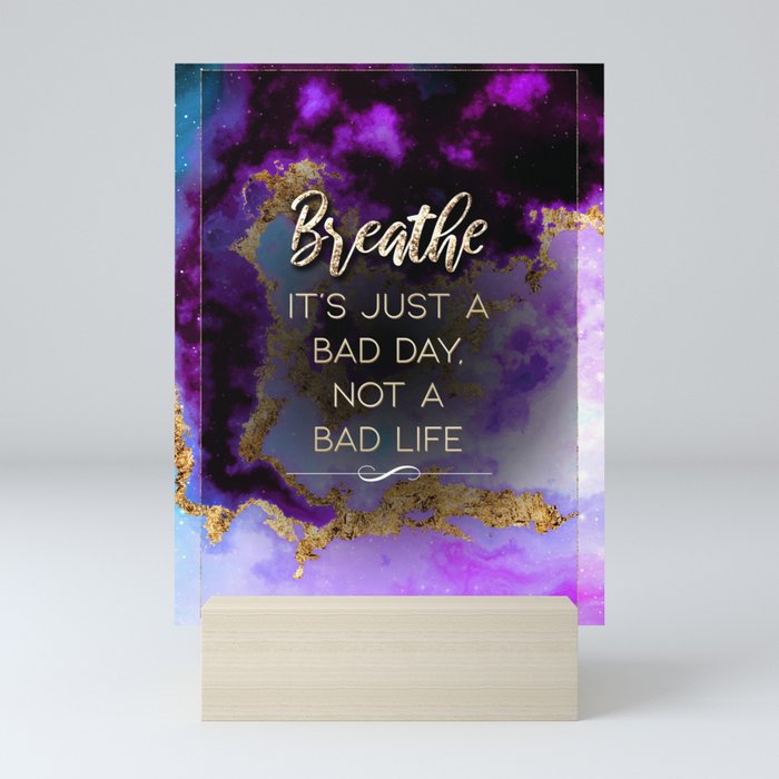 Breathe Rainbow Gold Quote Motivational Art Mini Art Print