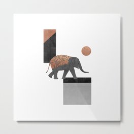 Elephant Mosaic I, Geometric Animal Metal Print